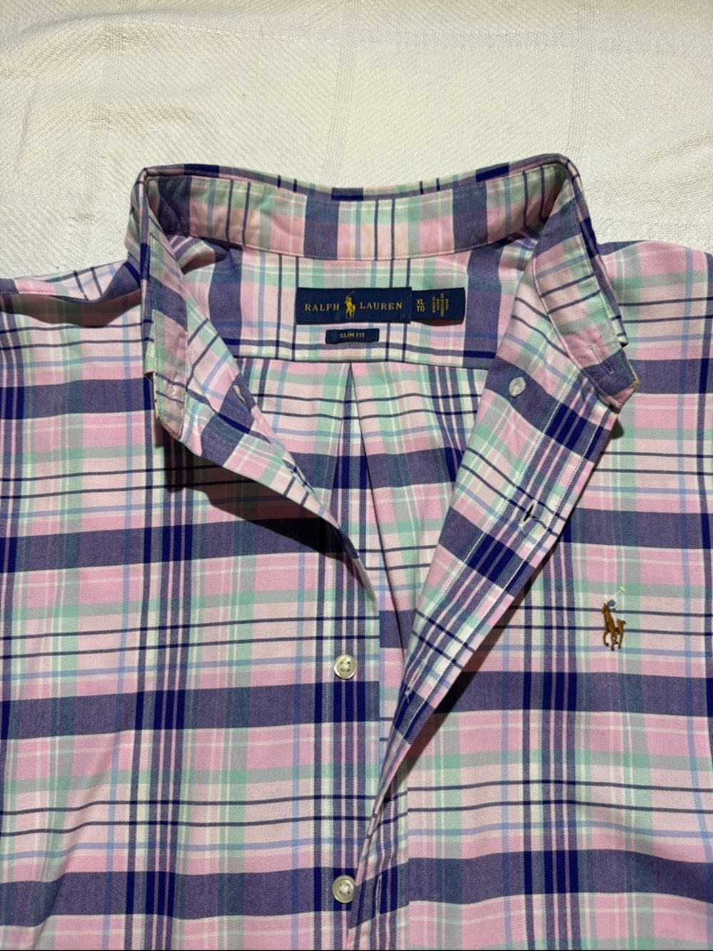 Ralph Lauren Ventage, Men, XL, Pastel Pink, Blue & Mint Plaid Button-Down Shirt